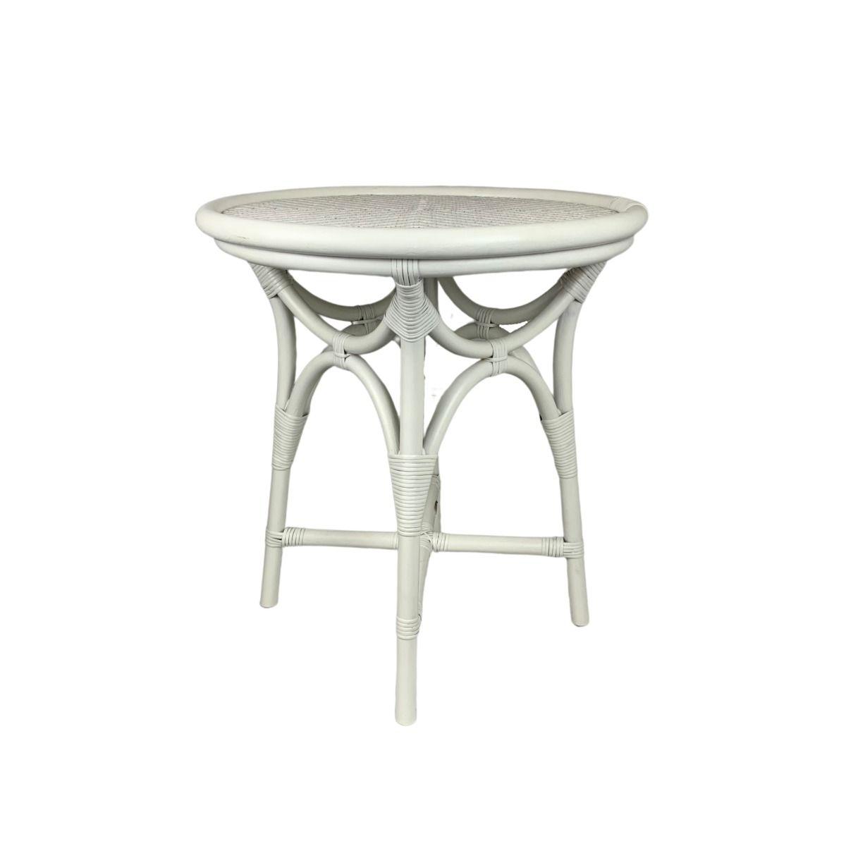 MARIO WHITE RATTAN SIDE TABLE - WHITE - MyChocolateWood