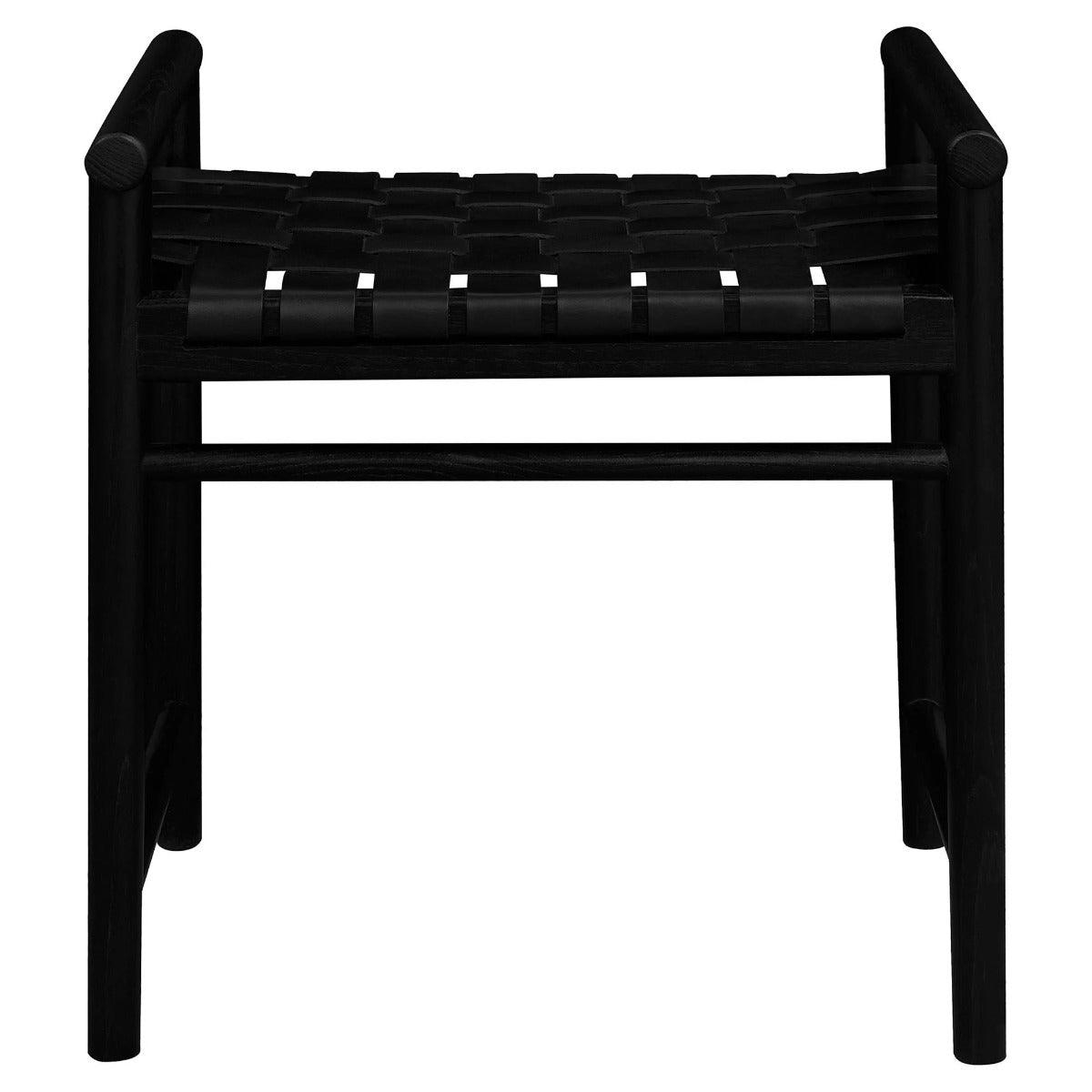 ELLIOT SINGLE SEATER BENCH WITH GENUINE WOVEN LEATHER BLACK