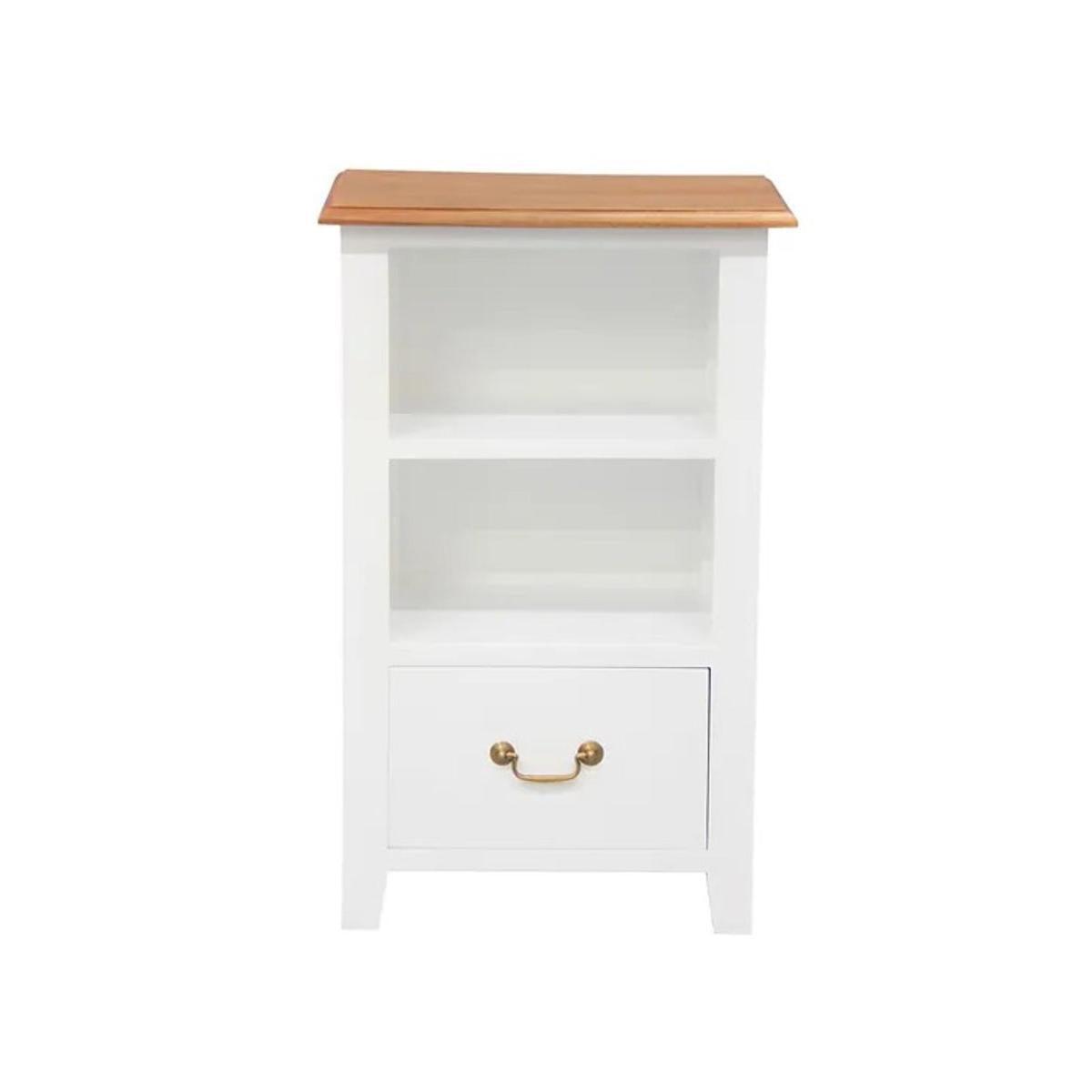 BENEDICT SOLID MAHOGANY TIMBER BEDSIDE TABLE WITH 1 DRAW & 1 SHELF IN 2 TONE
