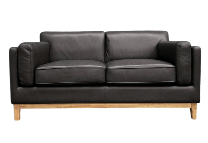 MARQUIS  2-SEATER OSLO LEATHER SOFA BLACK
