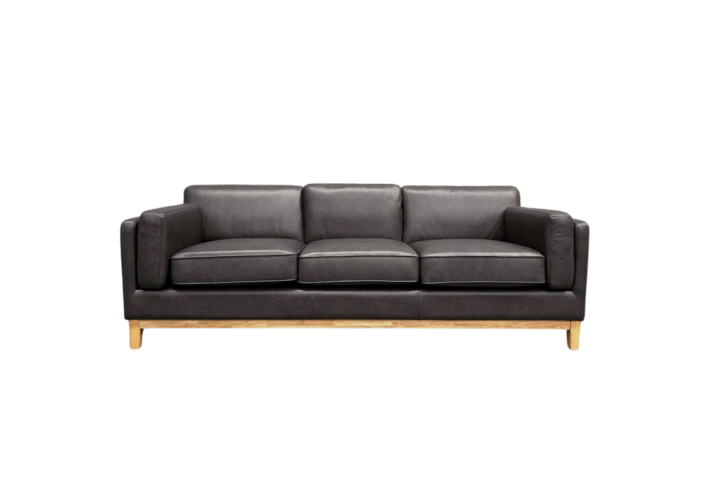 MARQUIS  3-SEATER OSLO LEATHER SOFA BLACK
