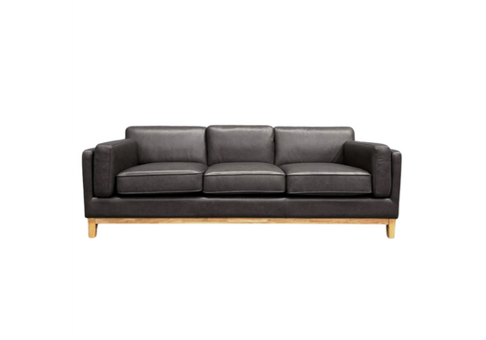 MARQUIS  3-SEATER OSLO LEATHER SOFA BLACK