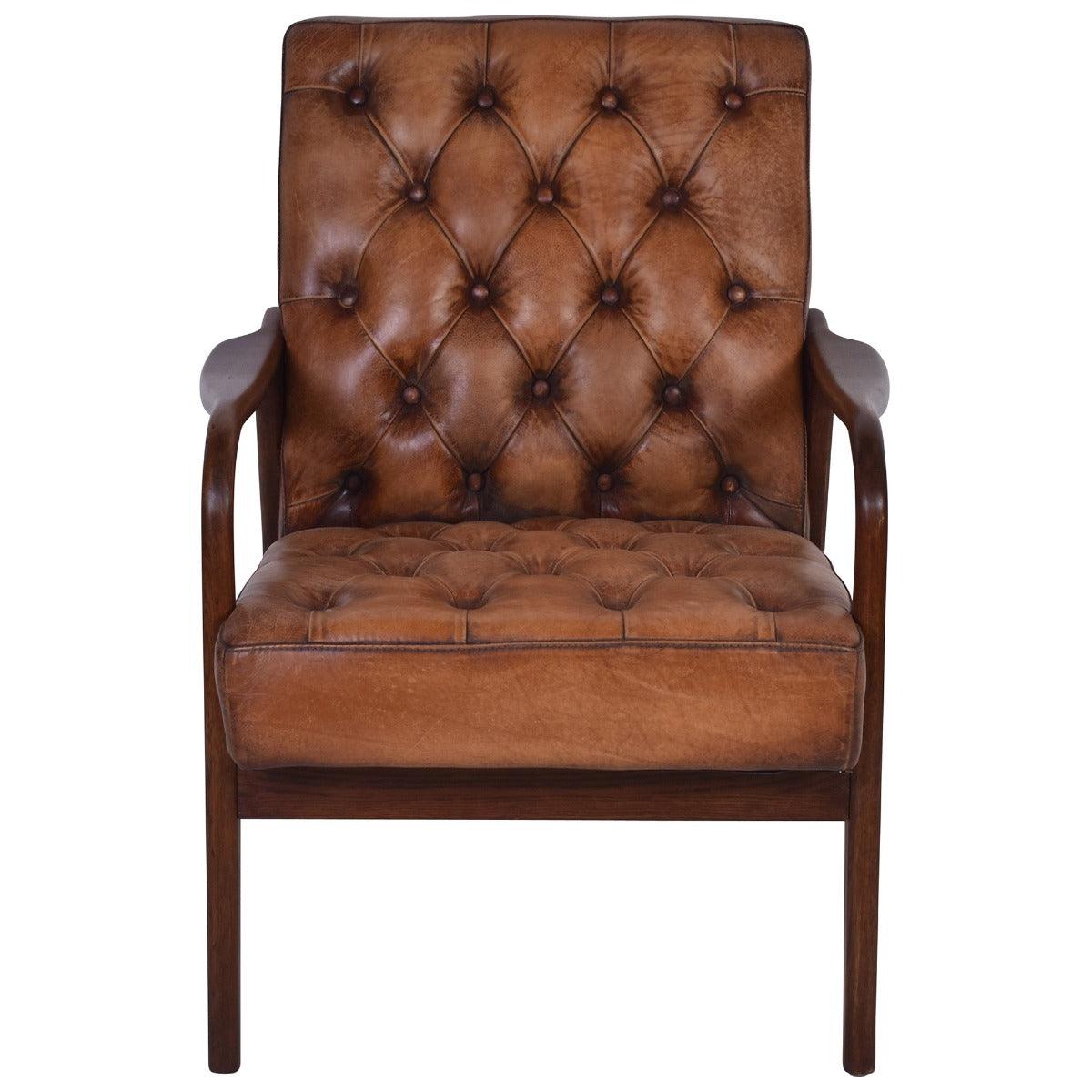 THEODORE VINTAGE LEATHER ARMCHAIR IN TOFFEE