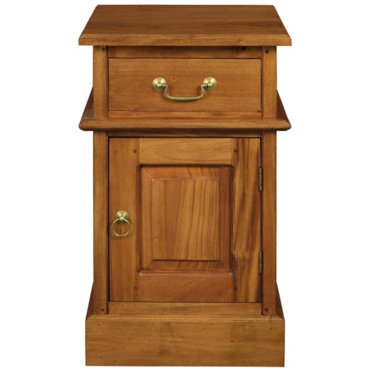 TASMANIA SOLID MAHOGANY TIMBER BEDSIDE TABLE, RIGHT HAND SIDE, LIGHT PECAN