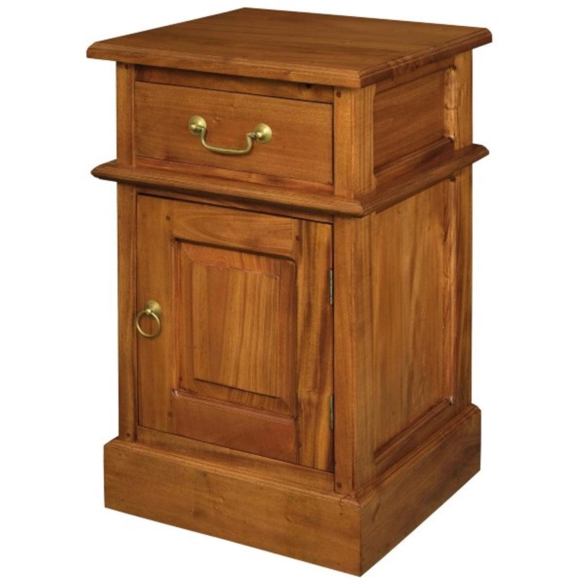TASMANIA SOLID MAHOGANY TIMBER BEDSIDE TABLE, RIGHT HAND SIDE, LIGHT PECAN