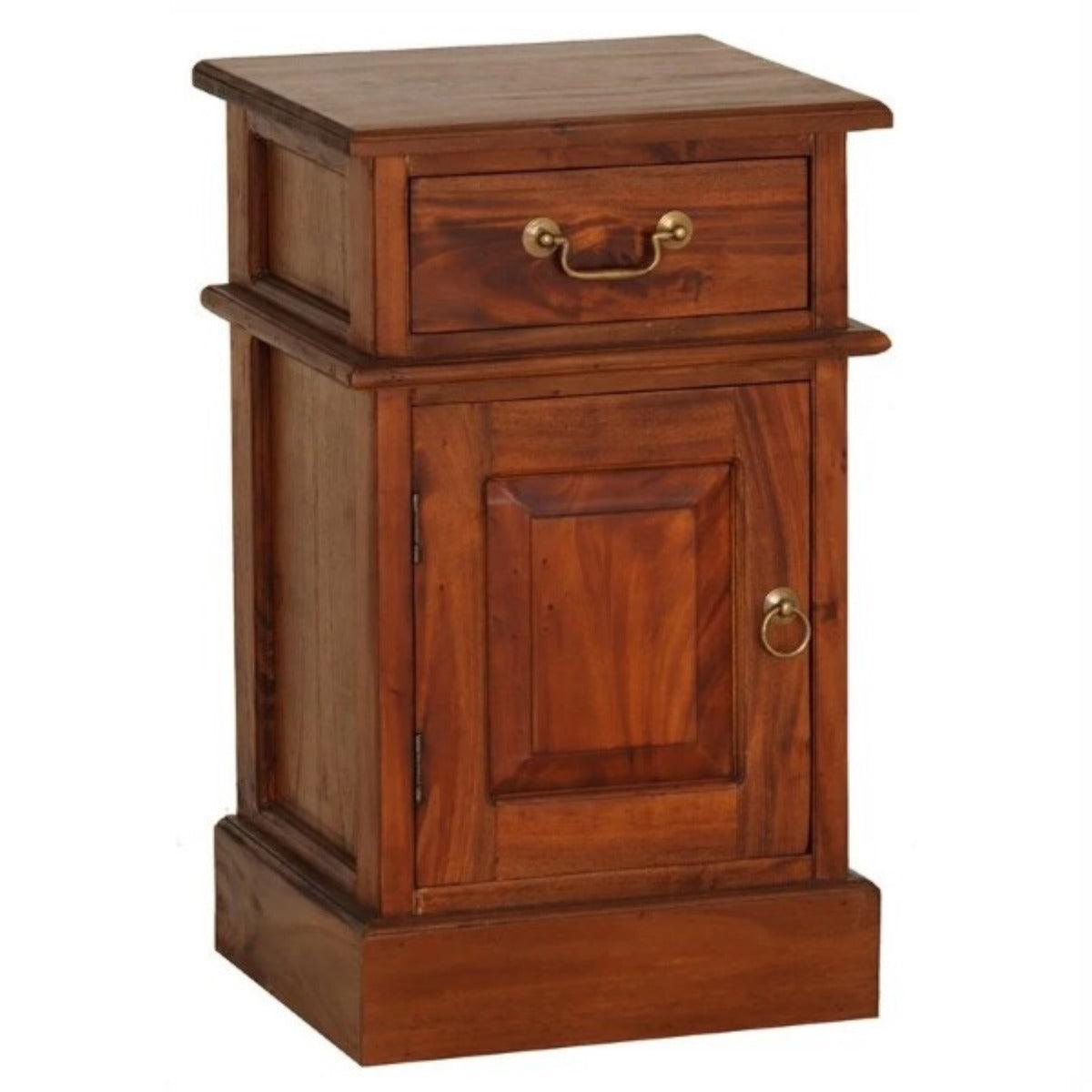 TASMANIA SOLID MAHOGANY TIMBER BEDSIDE TABLE, LEFT HAND SIDE, LIGHT PECAN