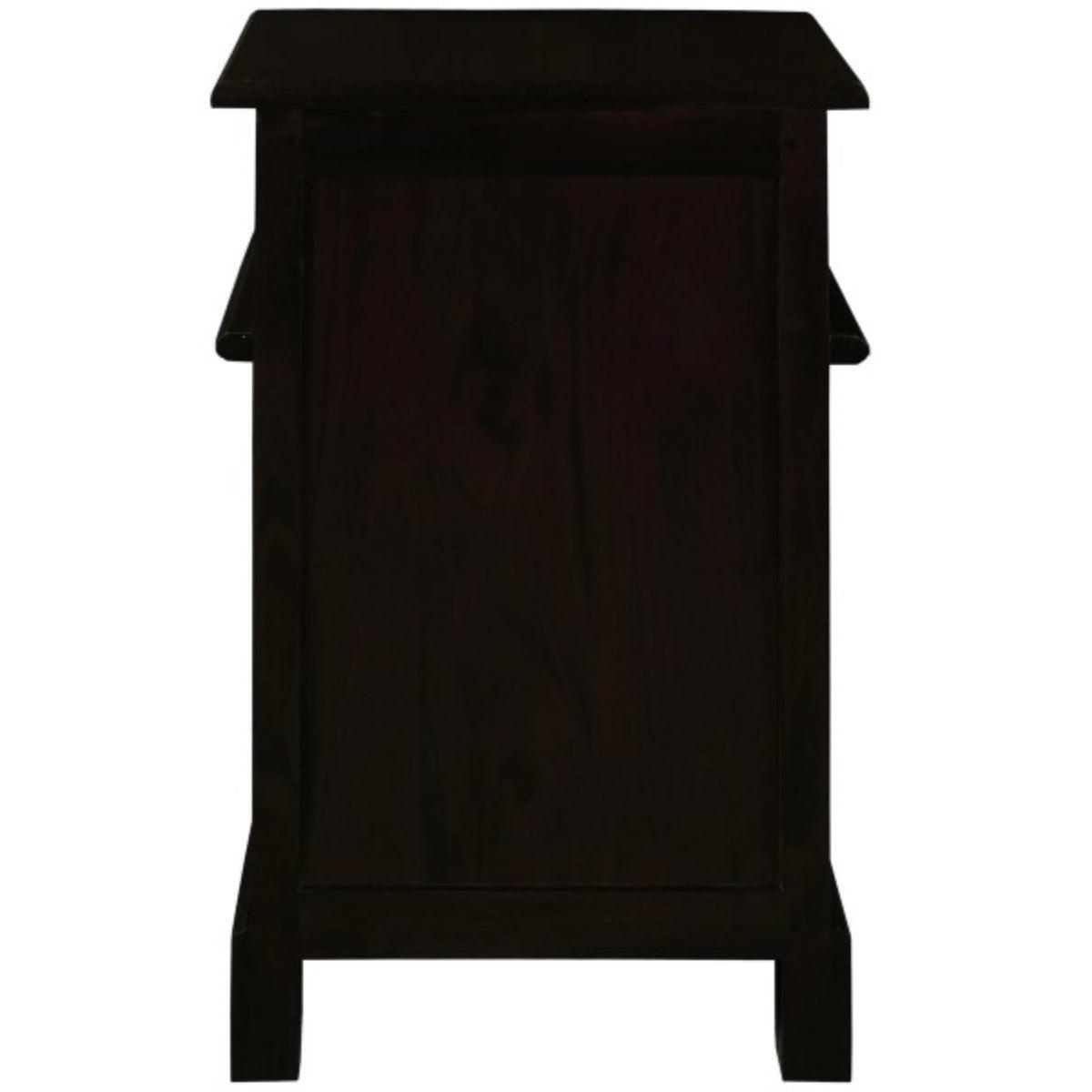 TASMANIA SOLID MAHOGANY TIMBER BEDSIDE TABLE, LEFT HAND SIDE, CHOCOLATE