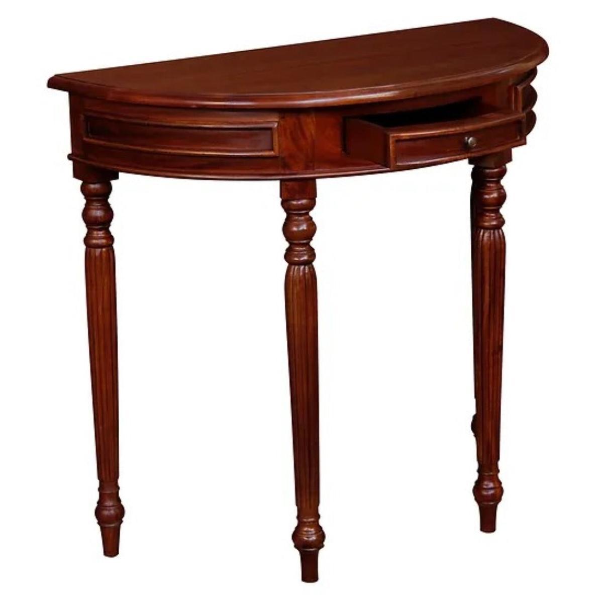 EMERY SOLID MAHOGNAY TIMBER HALF MOON ROUND CONSOLE/HALL TABLE 83CM - MAHOGANY