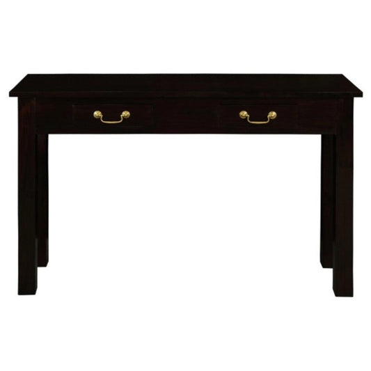 STRAIGHT LEG SOLID MAHOGANY TIMBER CONSOLE TABLE/ HALL TABLE WITH 2 DRAWERS  IN CHOCOLATE 120CM