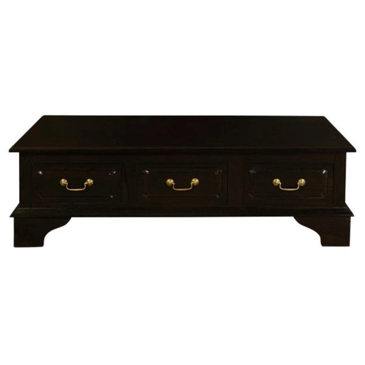 KLEVERSON SOLID MAHOGANY 6 DRAWERS RECTANGULAR COFFEE TABLE IN CHOCOLATE