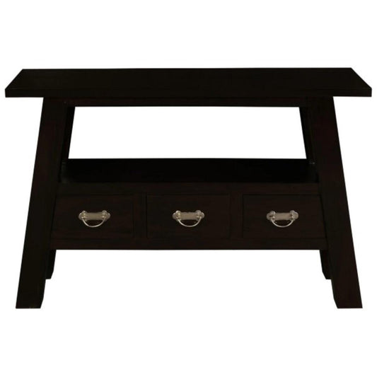 LORIAN SOLID MAHOGANY TIMBER 3 DRAWER CONSOLE TABLE/HALL TABLE - CHOCOLATE