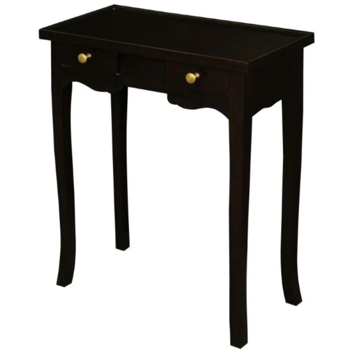 MANDY QUEEN ANN SOLID MAHOGANY 2 DRAWER PHONE/CONSOLE TABLE IN CHOCOLATE