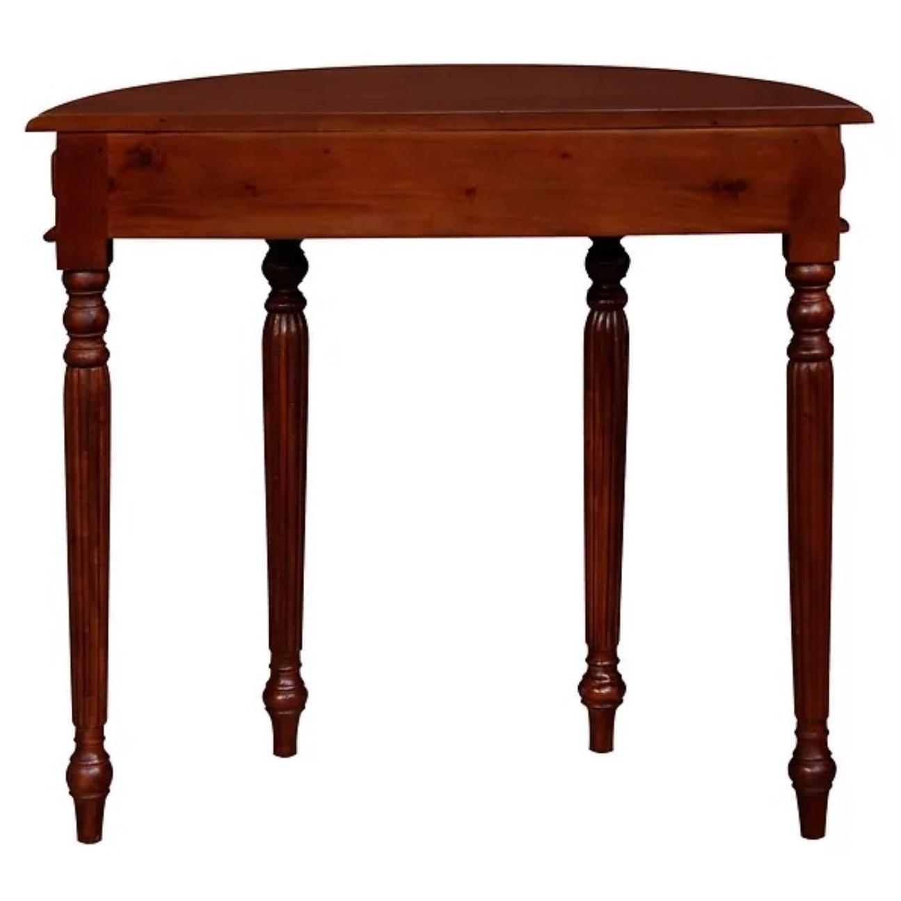 EMERY SOLID MAHOGNAY TIMBER HALF MOON ROUND CONSOLE/HALL TABLE 83CM - MAHOGANY