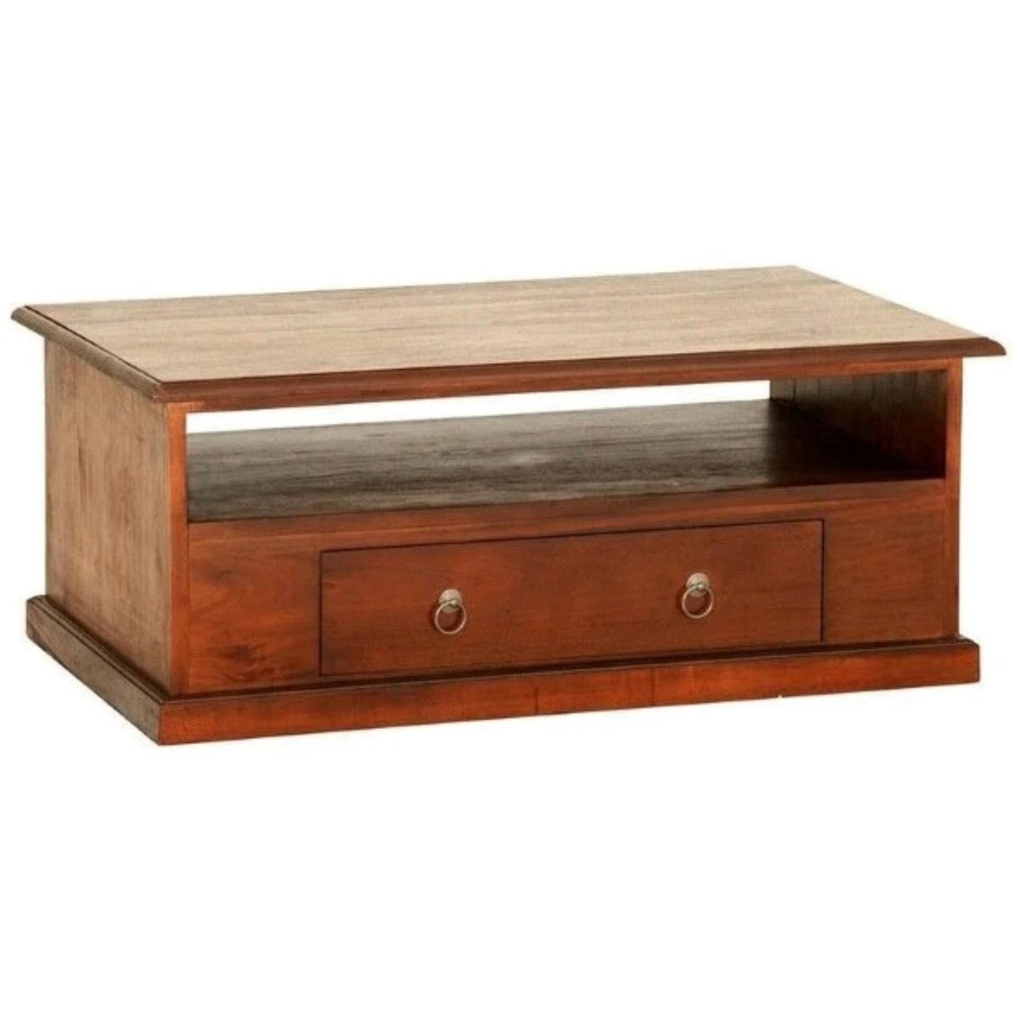 DALE SOLID MAHOGANY 2 DRAWER COFFEE TABLE IN LIGHT PECAN 100CM