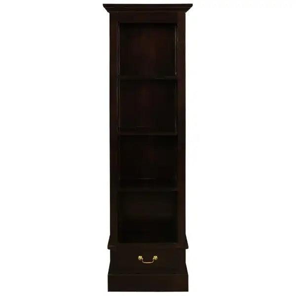 NARROW TASMANIA 1 DRAWER BOOKCASE IN CHOCOLATE FINISH