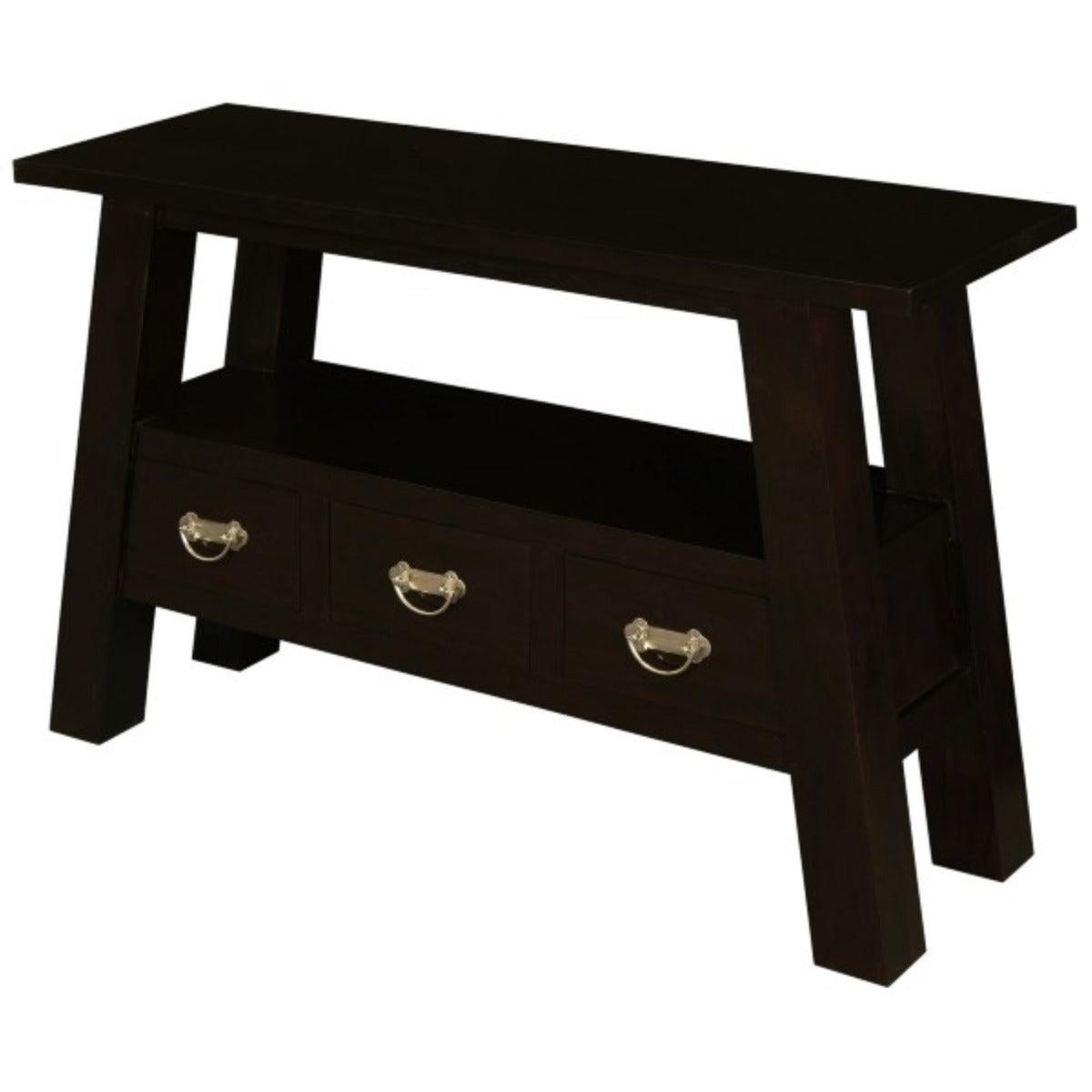 LORIAN SOLID MAHOGANY TIMBER 3 DRAWER CONSOLE TABLE/HALL TABLE - CHOCOLATE - MyChocolateWood