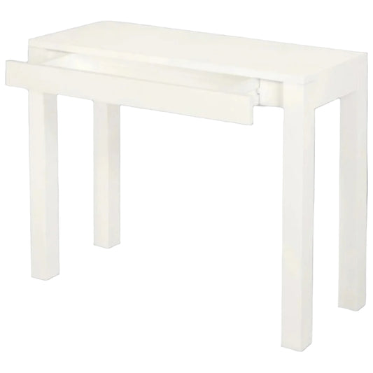 TANAKA SOLID MAHOGANY TIMBER CONSOLE TABLE WITH 1 HIDDEN DRAWER  IN WHITE 90CM