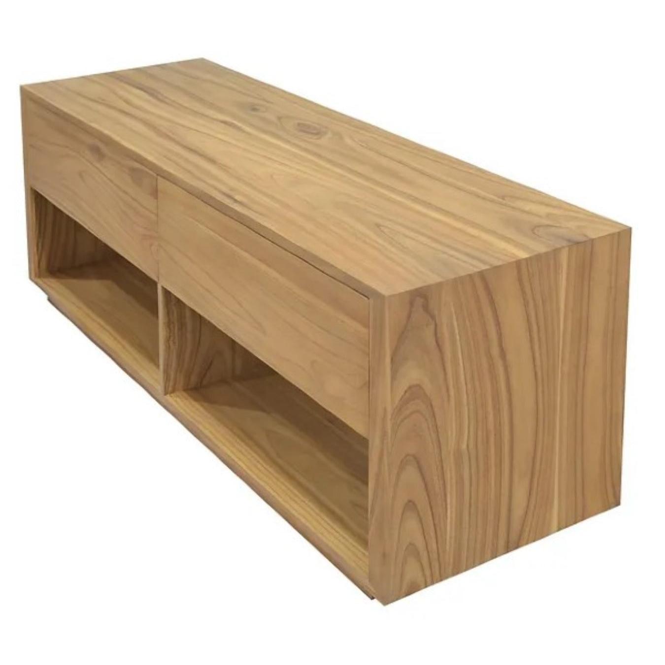 CARDEW SOLID WHITE CEDAR TIMBER 2 DRAWERS 140CM TV UNIT IN NATURAL
