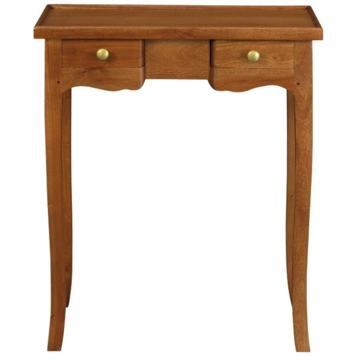 MANDY QUEEN ANN SOLID MAHOGANY 2 DRAWER PHONE/CONSOLE TABLE IN LIGHT PECAN
