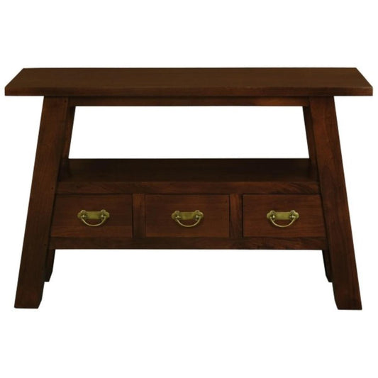 LORIAN SOLID MAHOGANY TIMBER 3 DRAWER CONSOLE TABLE - MAHOGANY
