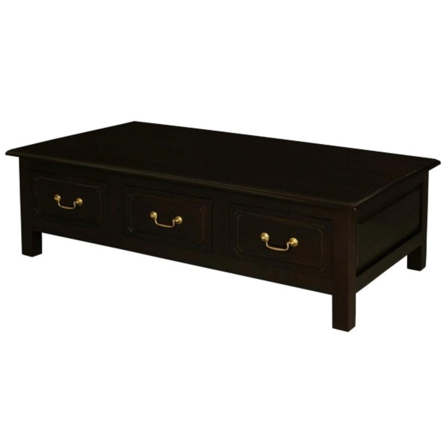 NERIN SOLID MAHOGANY 6 DRAWERS RECTANGULAR COFFEE TABLE IN CHOCOLATE