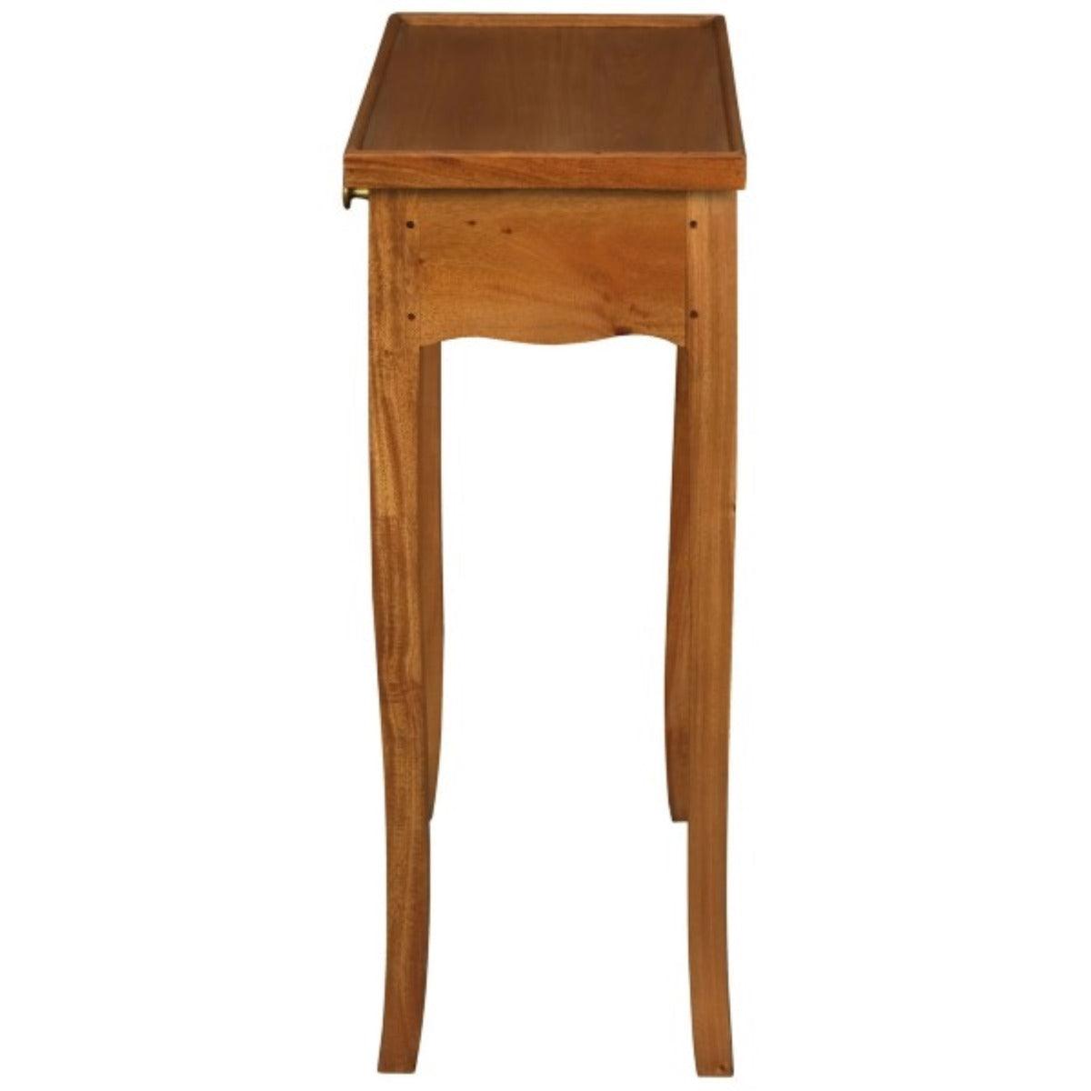 MANDY QUEEN ANN SOLID MAHOGANY 2 DRAWER PHONE/CONSOLE TABLE IN LIGHT PECAN