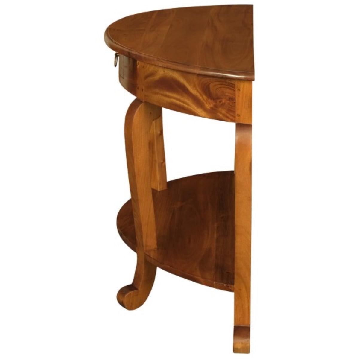 FRANCIS CABRIOL LEG SOLID MAHOGANY TIMBER HALF ROUND SOFA TABLE- LIGHT PECAN