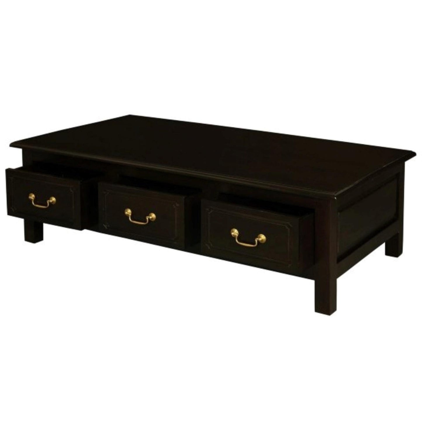 NERIN SOLID MAHOGANY 6 DRAWERS RECTANGULAR COFFEE TABLE IN CHOCOLATE