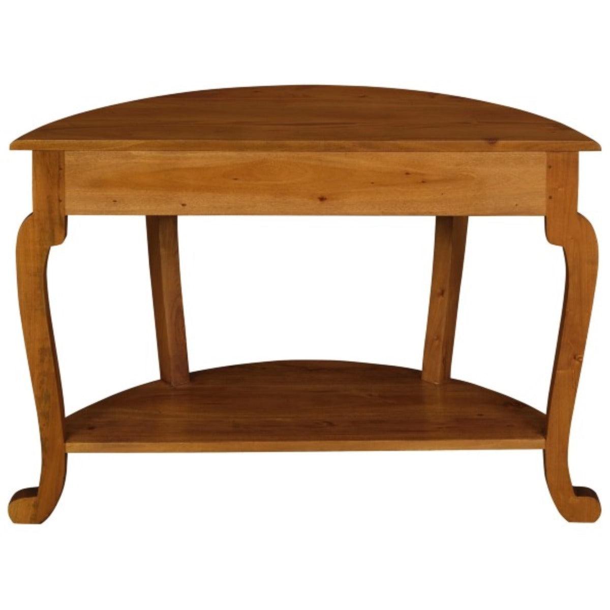 FRANCIS CABRIOL LEG SOLID MAHOGANY TIMBER HALF ROUND SOFA TABLE- LIGHT PECAN
