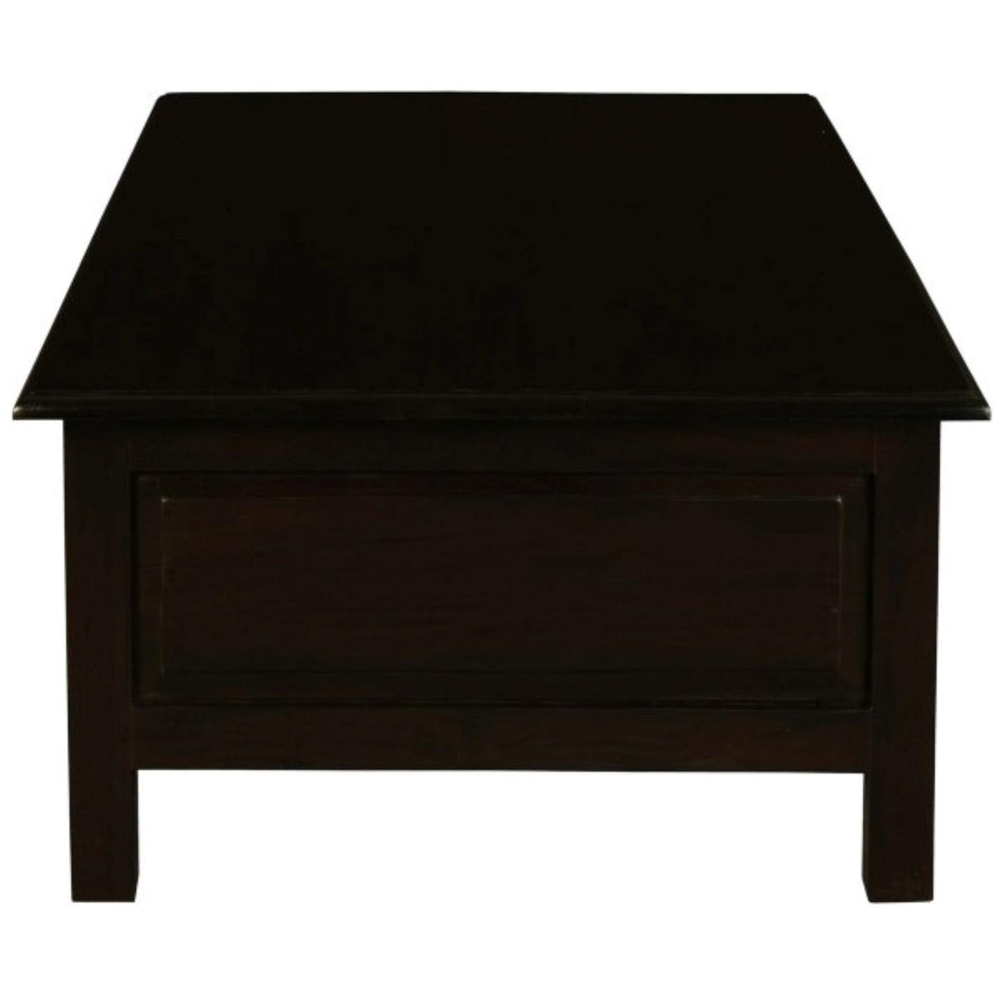 NERIN SOLID MAHOGANY 6 DRAWERS RECTANGULAR COFFEE TABLE IN CHOCOLATE