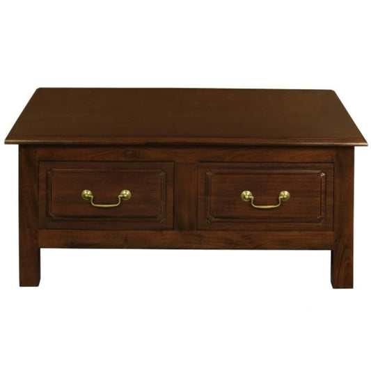 NERIN SOLID MAHOGANY 4 DRAWERS RECTANGULAR COFFEE TABLE IN MAHOGANY