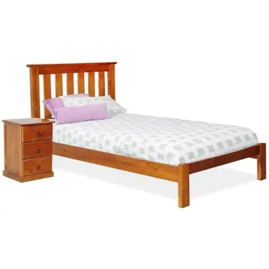 MONAVILLE DOUBLE BED IN SOLID PINE/BLACKWOOD FINISH