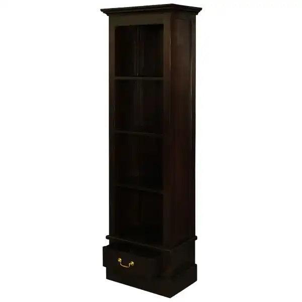 NARROW TASMANIA 1 DRAWER BOOKCASE IN CHOCOLATE FINISH