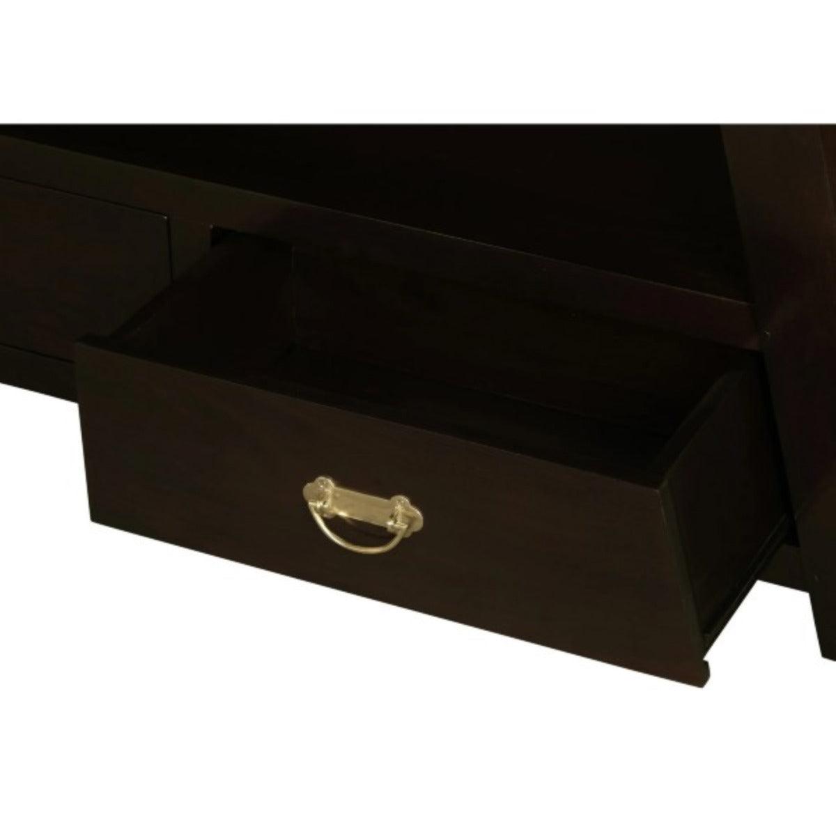 LORIAN SOLID MAHOGANY TIMBER 3 DRAWER 190CM TV/ENTERTAINMNET UNIT - CHOCOLATE
