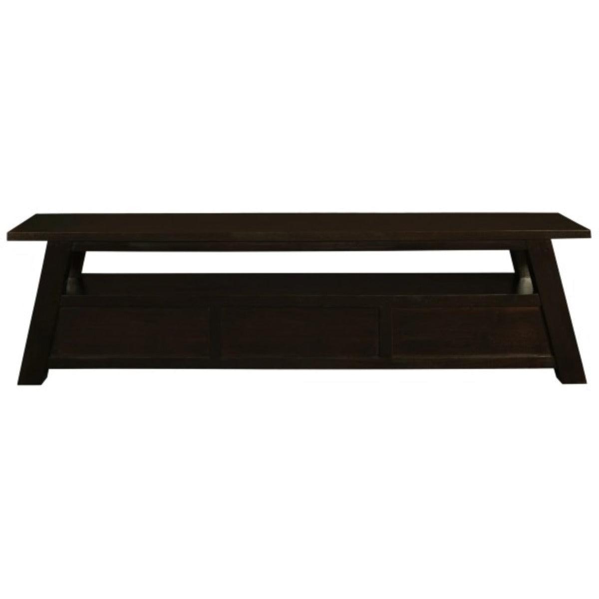 LORIAN SOLID MAHOGANY TIMBER 3 DRAWER 190CM TV/ENTERTAINMNET UNIT - CHOCOLATE