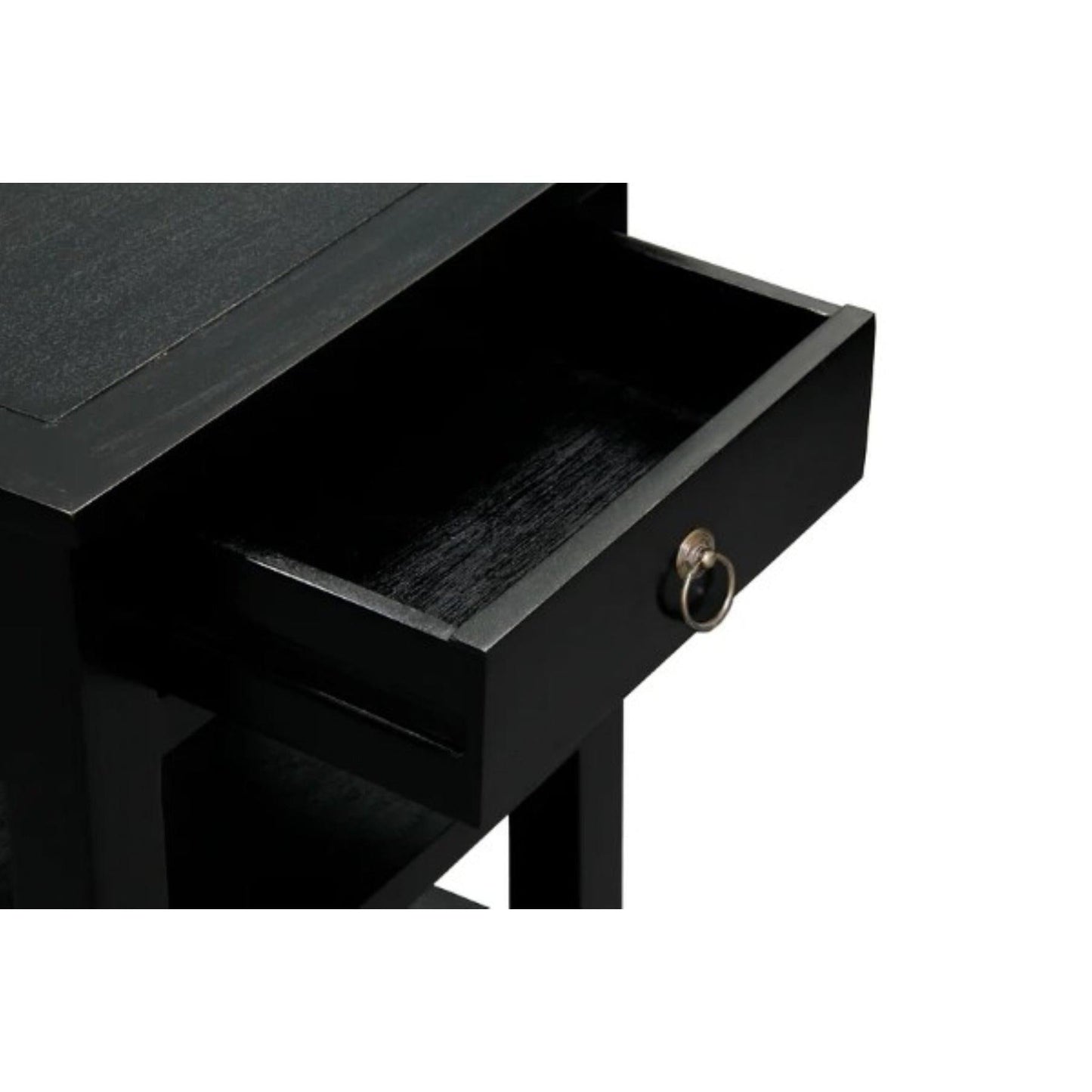 MARGARITA SOLID MAHOGNY 1 DRAWER LAMP TABLE - BLACK - MyChocolateWood