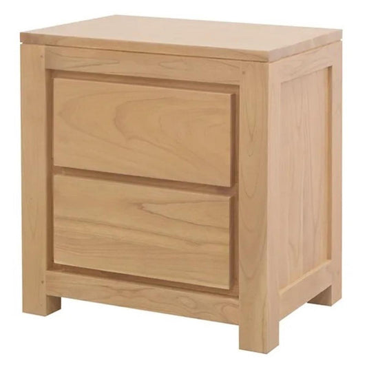 TANAKA SOLID MAHOGANY TIMBER BEDSIDE TABLE WITH 2 DRAWERS IN NATURAL