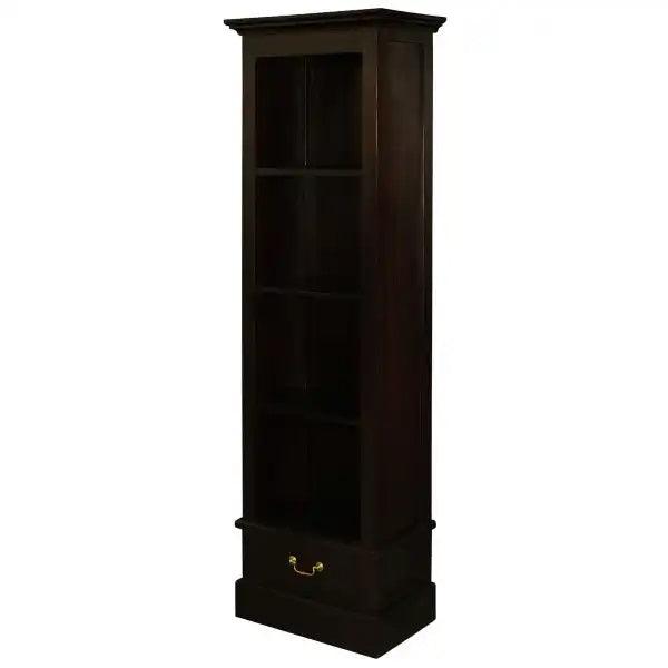 NARROW TASMANIA 1 DRAWER BOOKCASE IN CHOCOLATE FINISH