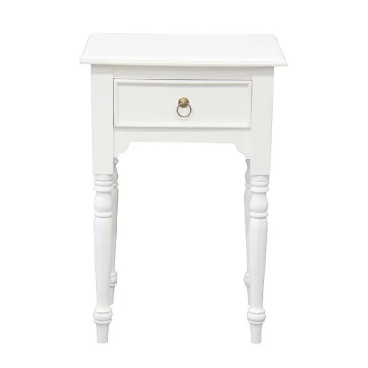EMERY SOLID MAHOGNAY TIMBER SIDE TABLE - WHITE