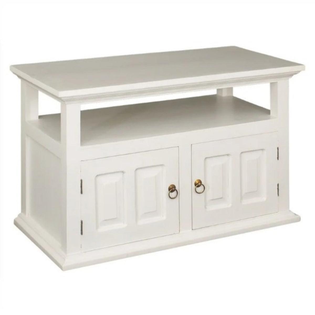 ALLENBY SOLID MAHOGANY TV UNIT 2 DOORS/SHELF - WHITE