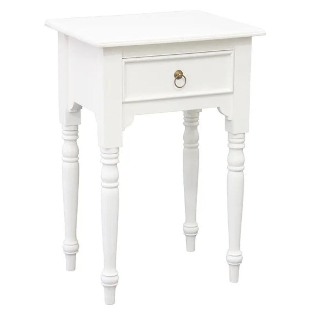 EMERY SOLID MAHOGNAY TIMBER SIDE TABLE - WHITE