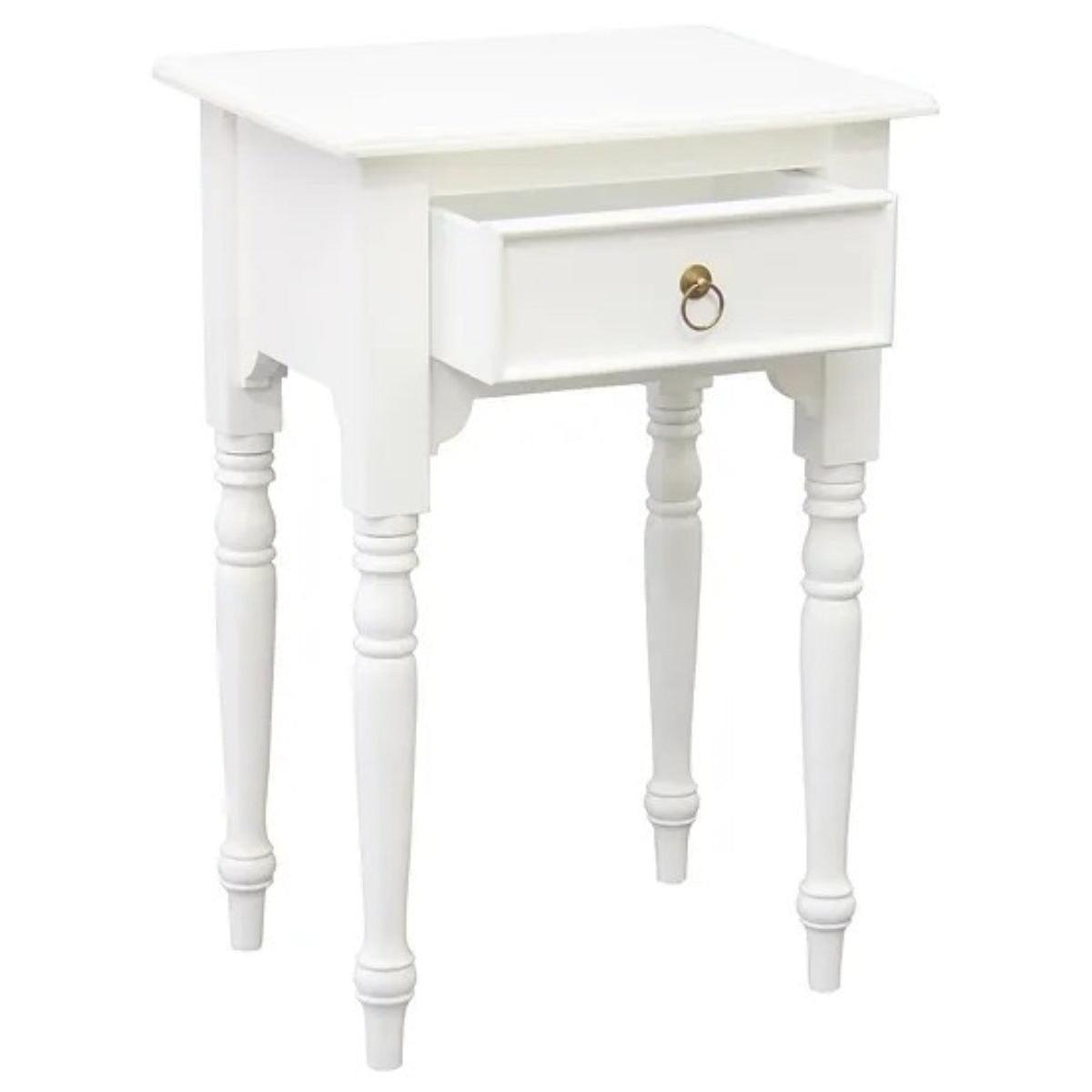 EMERY SOLID MAHOGNAY TIMBER SIDE TABLE - WHITE
