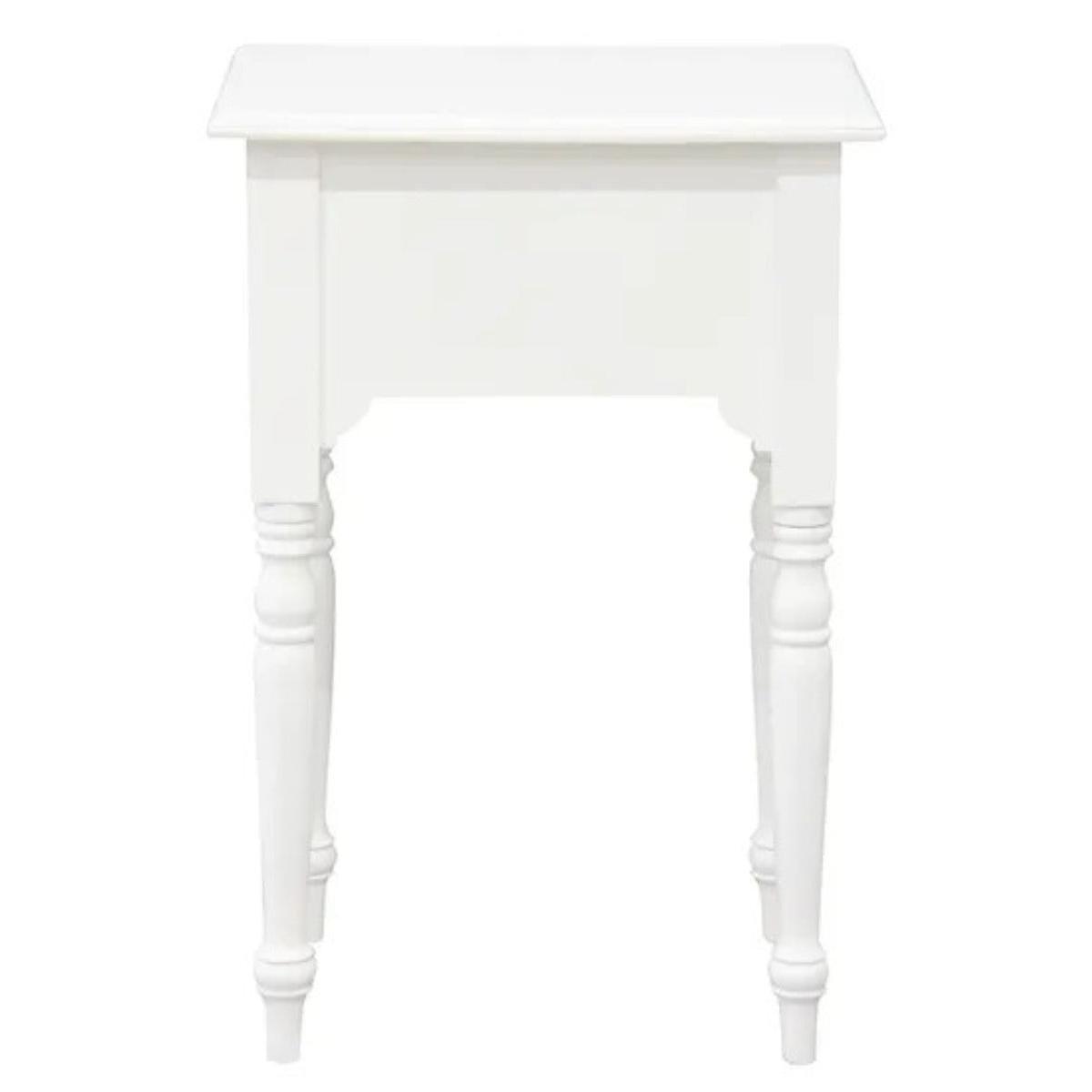 EMERY SOLID MAHOGNAY TIMBER SIDE TABLE - WHITE