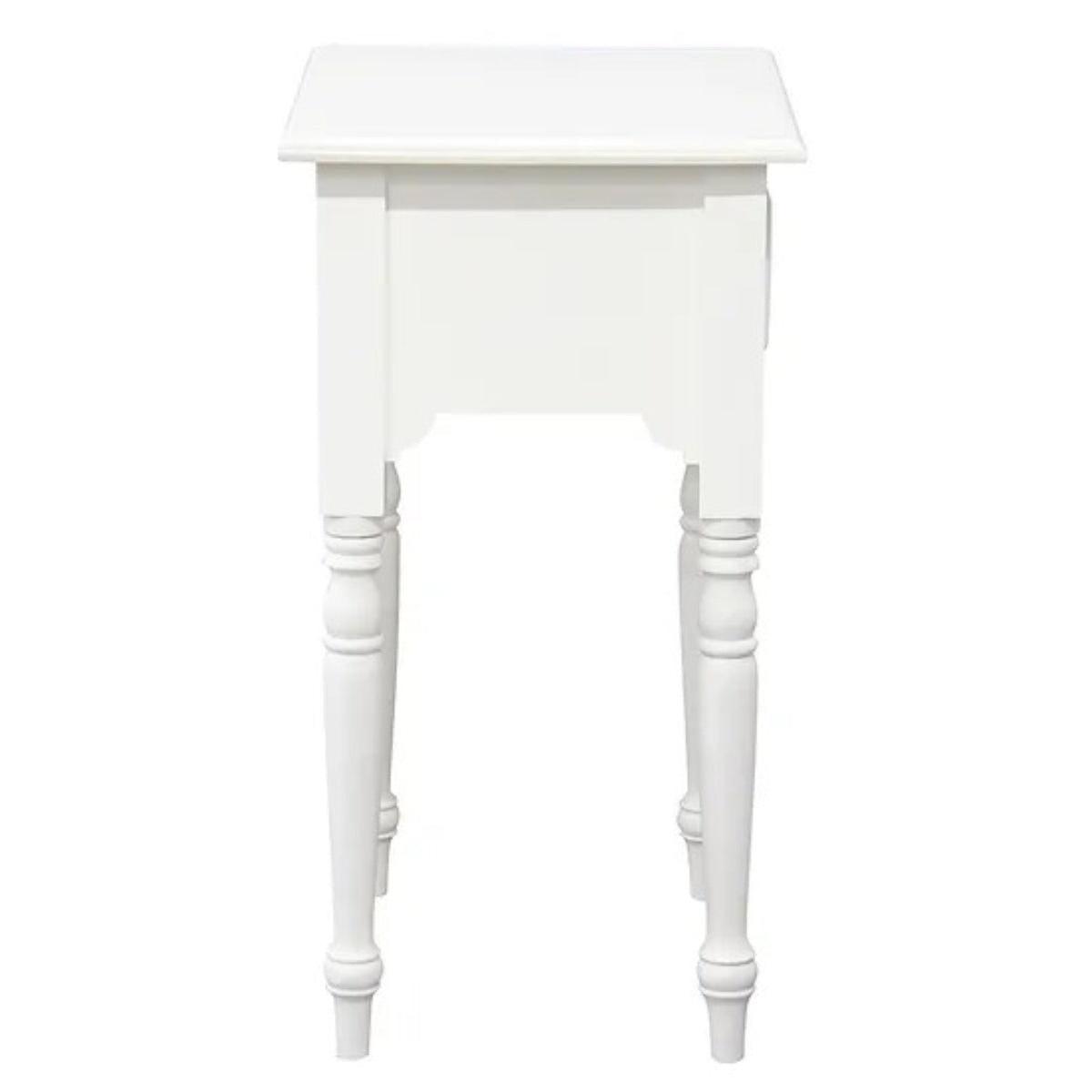 EMERY SOLID MAHOGNAY TIMBER SIDE TABLE - WHITE