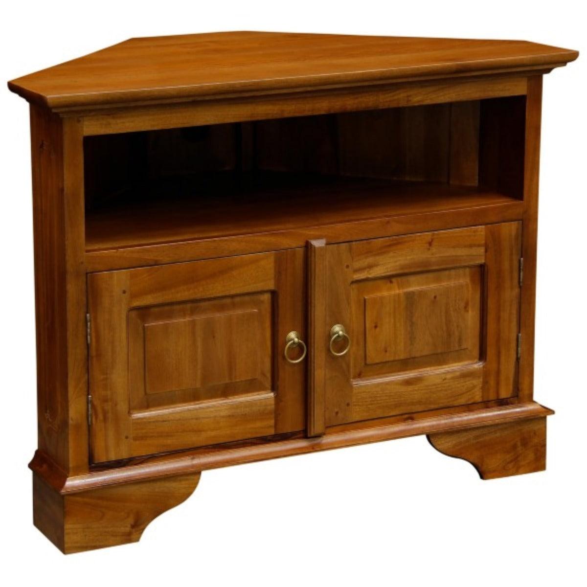 JEREMIAH CORNER SOLID MAHOGANY TV UNIT 2 DOORS/SHELF - LIGHT PECAN