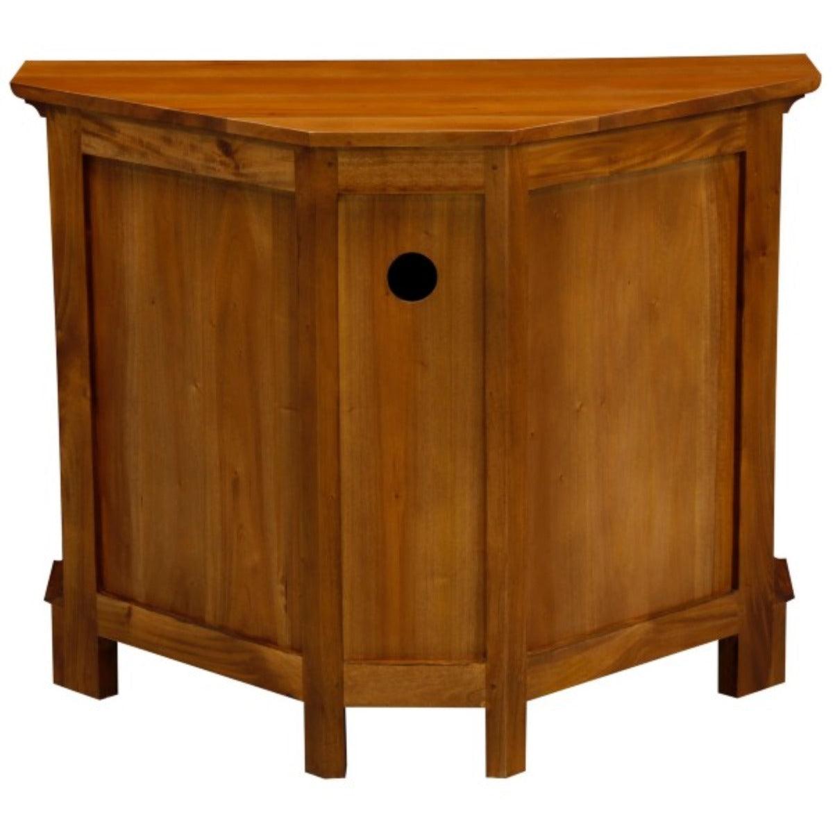 JEREMIAH CORNER SOLID MAHOGANY TV UNIT 2 DOORS/SHELF - LIGHT PECAN