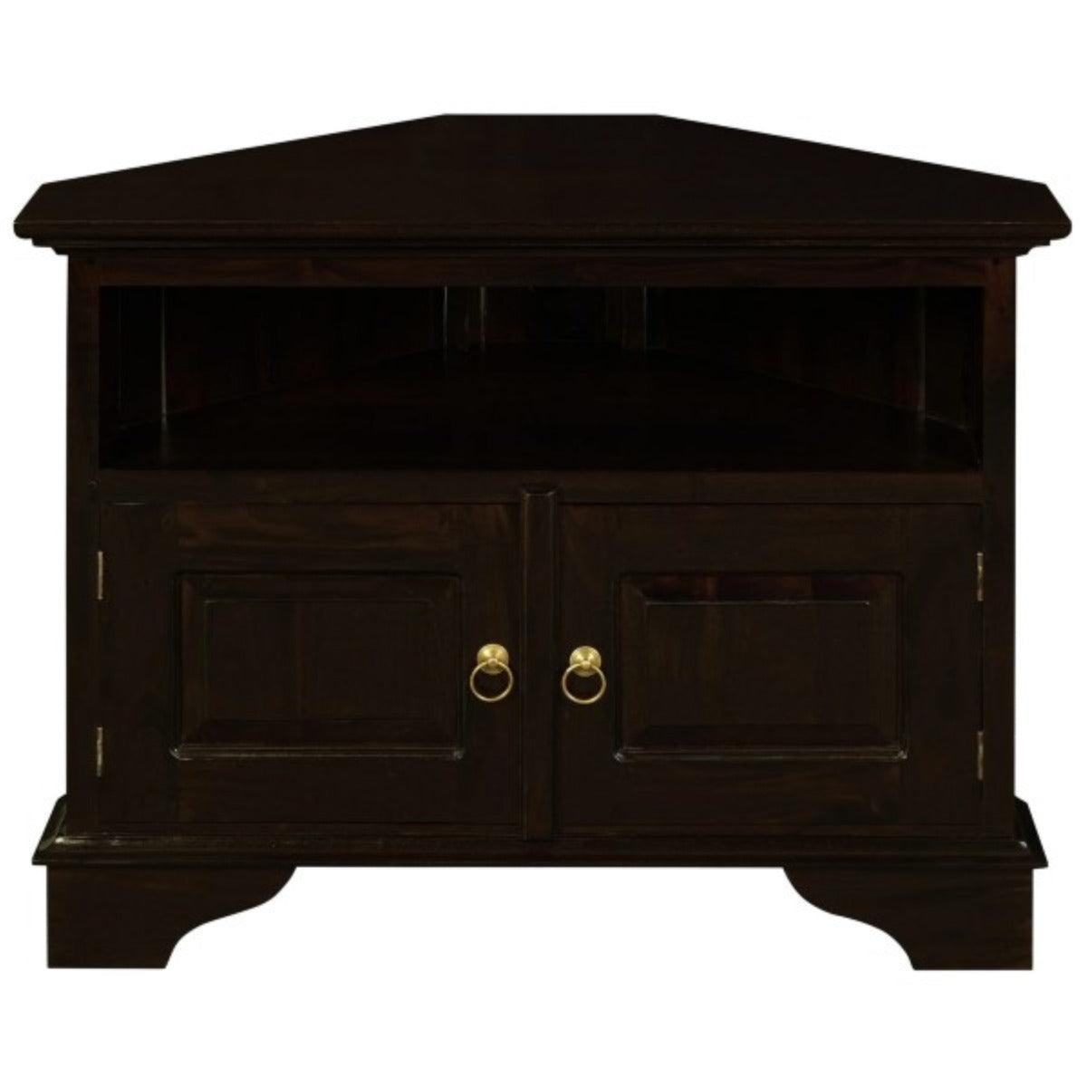 JEREMIAH CORNER SOLID MAHOGANY TV UNIT 2 DOORS/SHELF - CHOCOLATE - MyChocolateWood