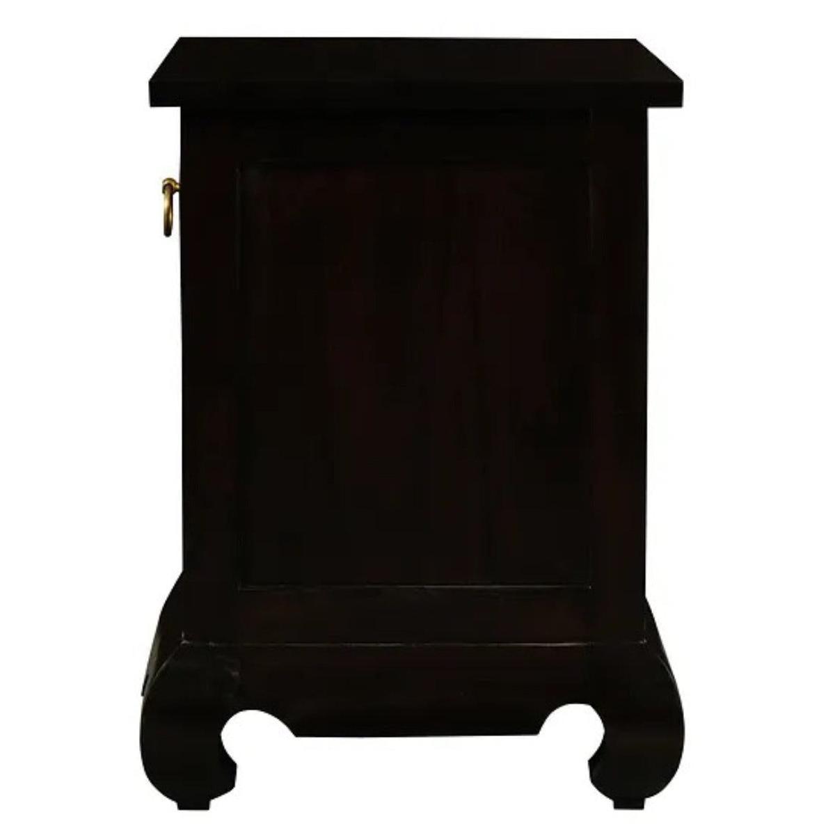 HIROKO OPIUM STYLE LEG 1 DRAW & 1 SHELF BEDISDE TABLE - CHOCOLATE