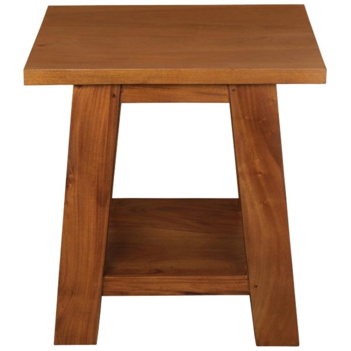 LORIAN SOLID MAHOGANY TIMBER LAMP TABLE - LIGHT PECAN