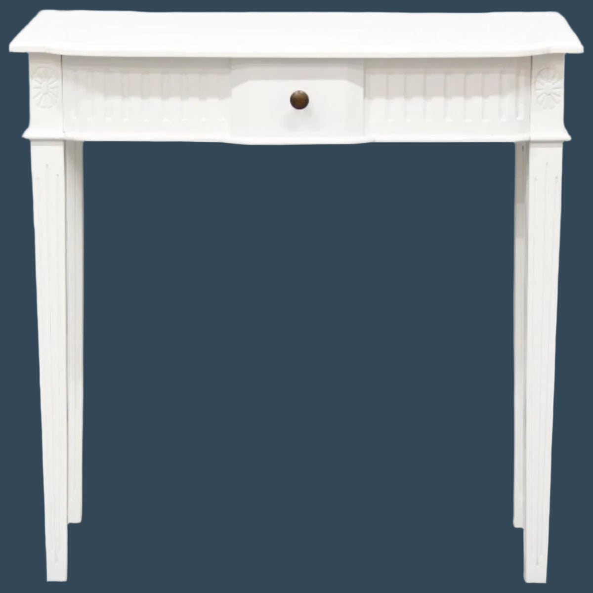 ELLIS SOLID MAHOGANY TIMBER HALL TABLE/CONSOLE TABLE 80CM - WHITE